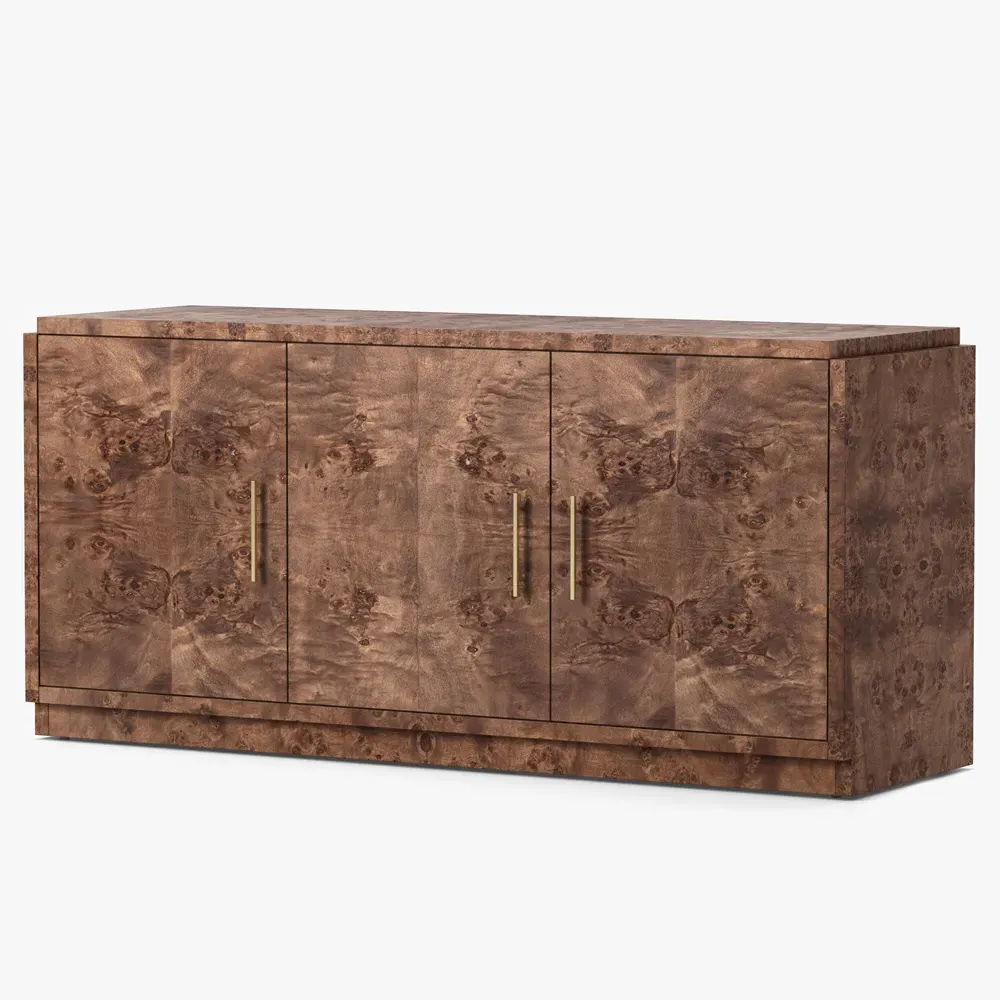 Briella 3 Door Sideboard - Dark Brown, Burl Wood