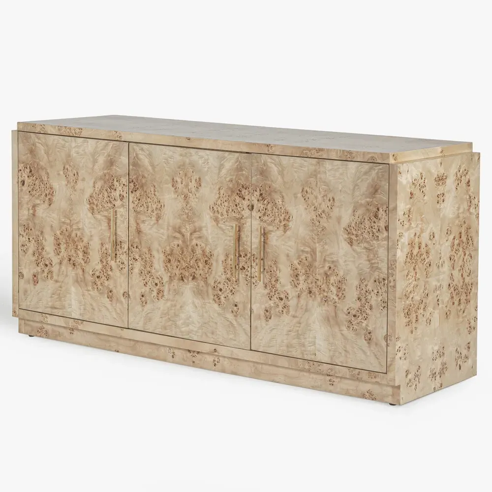 Briella 3 Door Sideboard - Light Brown, Burl Wood