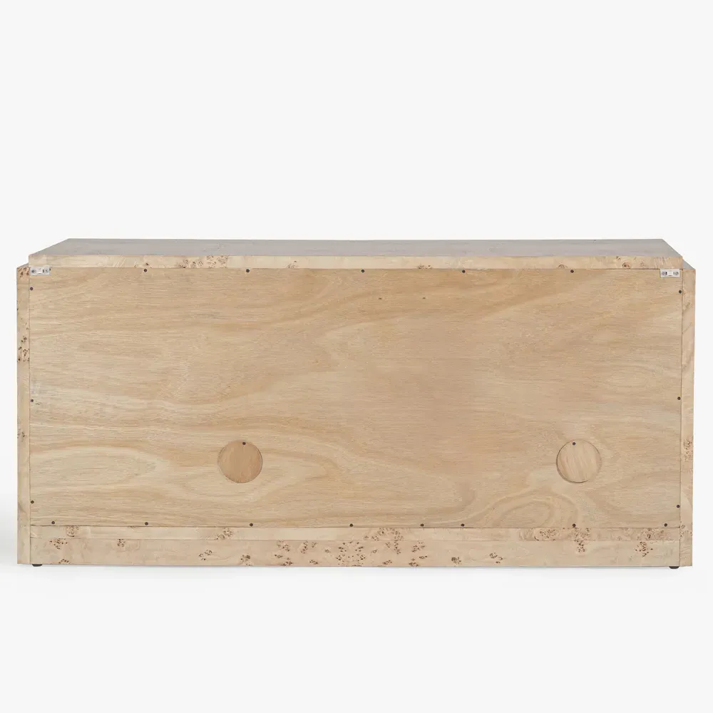 Briella 3 Door Sideboard - Light Brown, Burl Wood