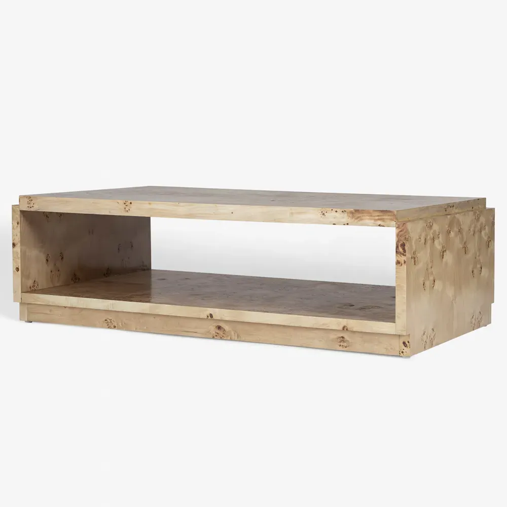 Briella Burl Wood Coffee Table - Light Brown