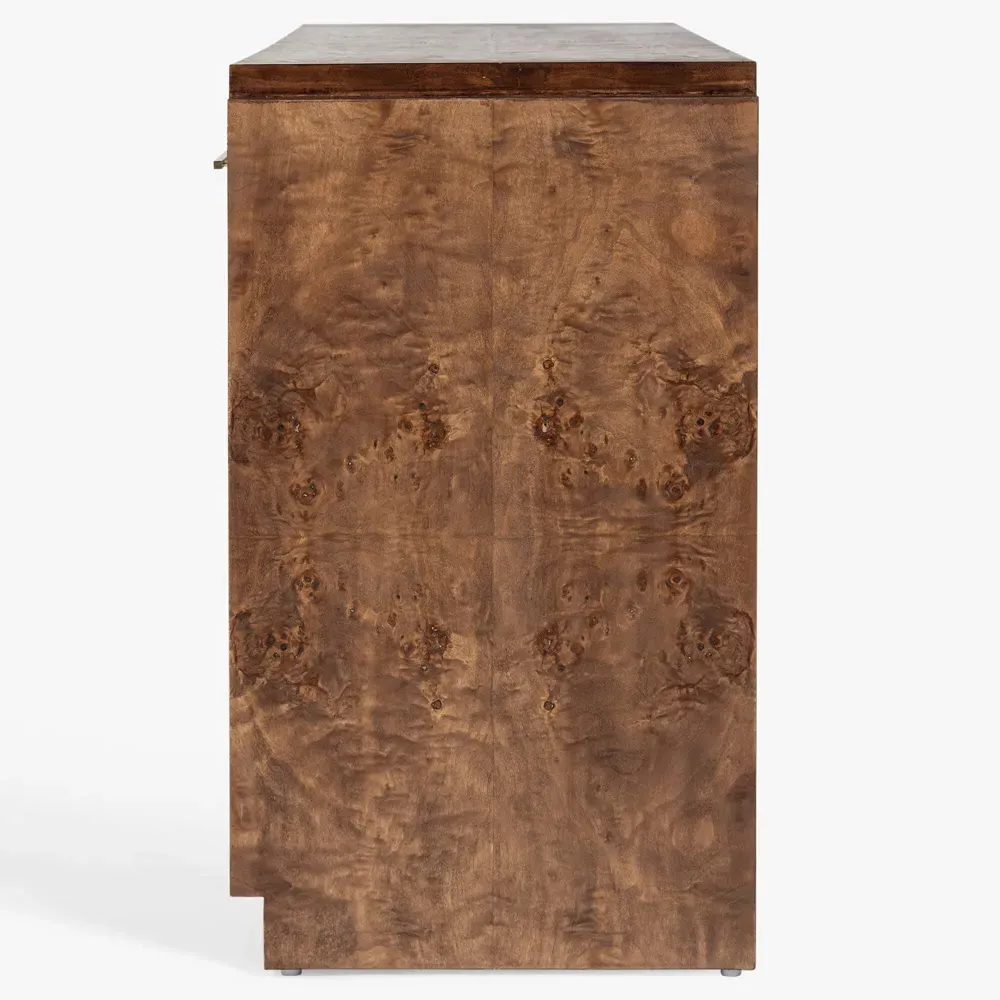Briella Console Table - Dark Brown, Burl Wood