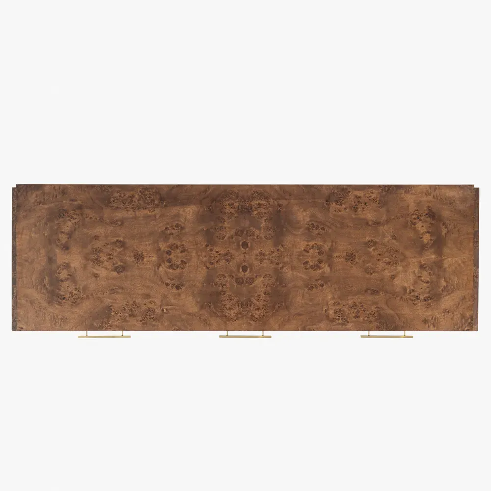 Briella Console Table - Dark Brown, Burl Wood