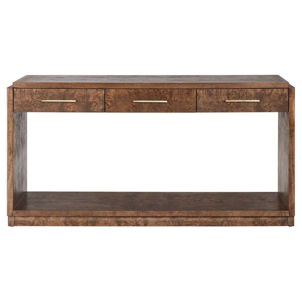 Briella Console Table - Dark Brown, Burl Wood image