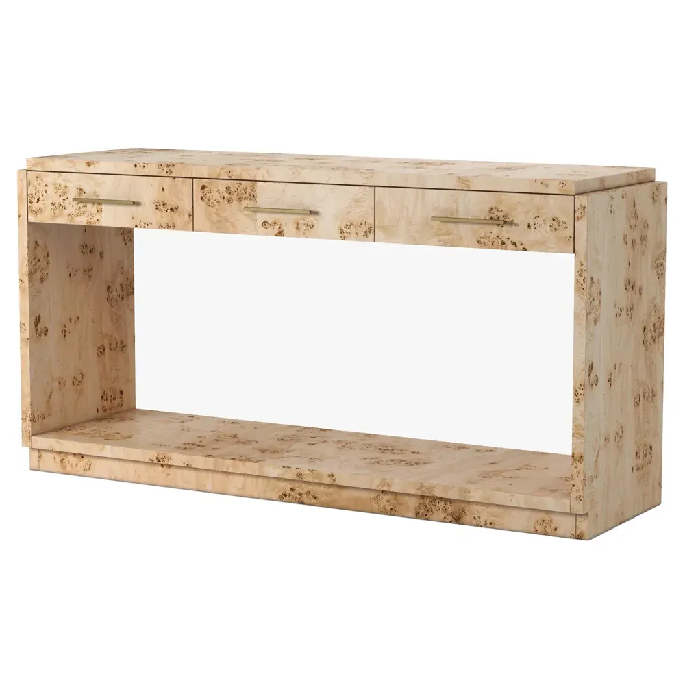 Briella Console Table - Light Brown, Burl Wood