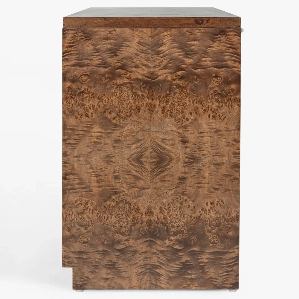 Briella Dresser - Dark Brown, Burl Wood