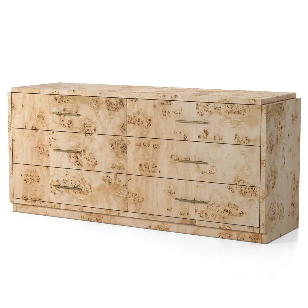 Briella Dresser - Light Brown, Burl Wood