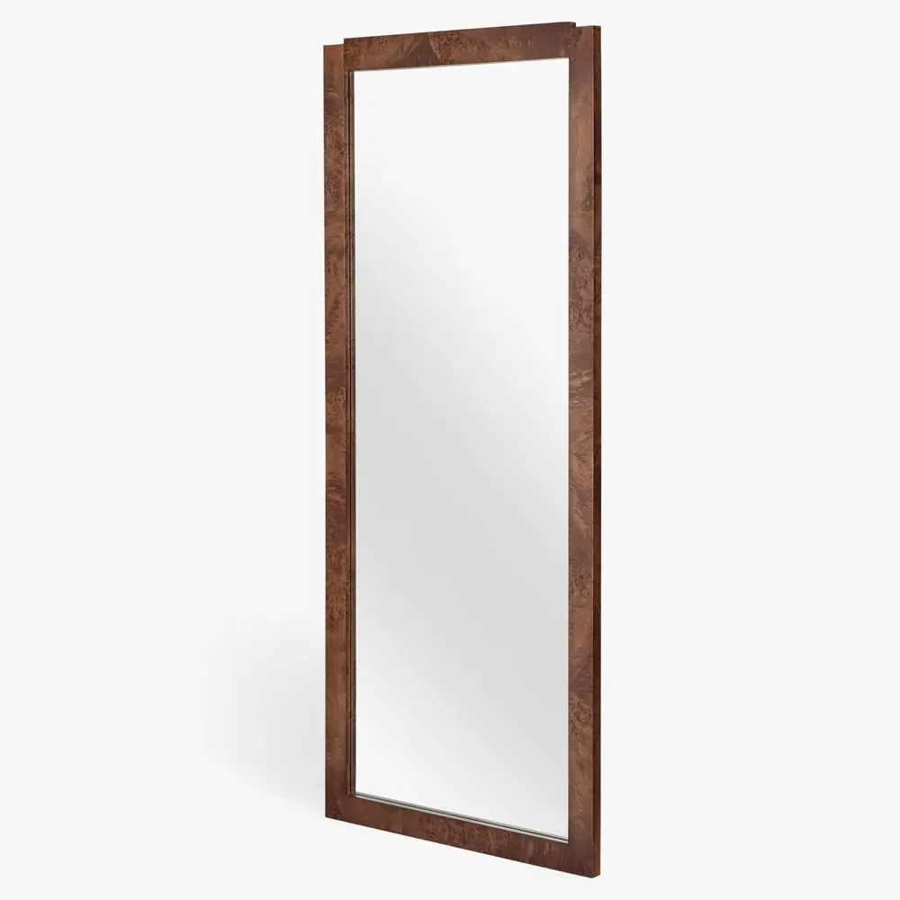 Briella Full Length Floor Mirror - Dark Brown, Burl Wood