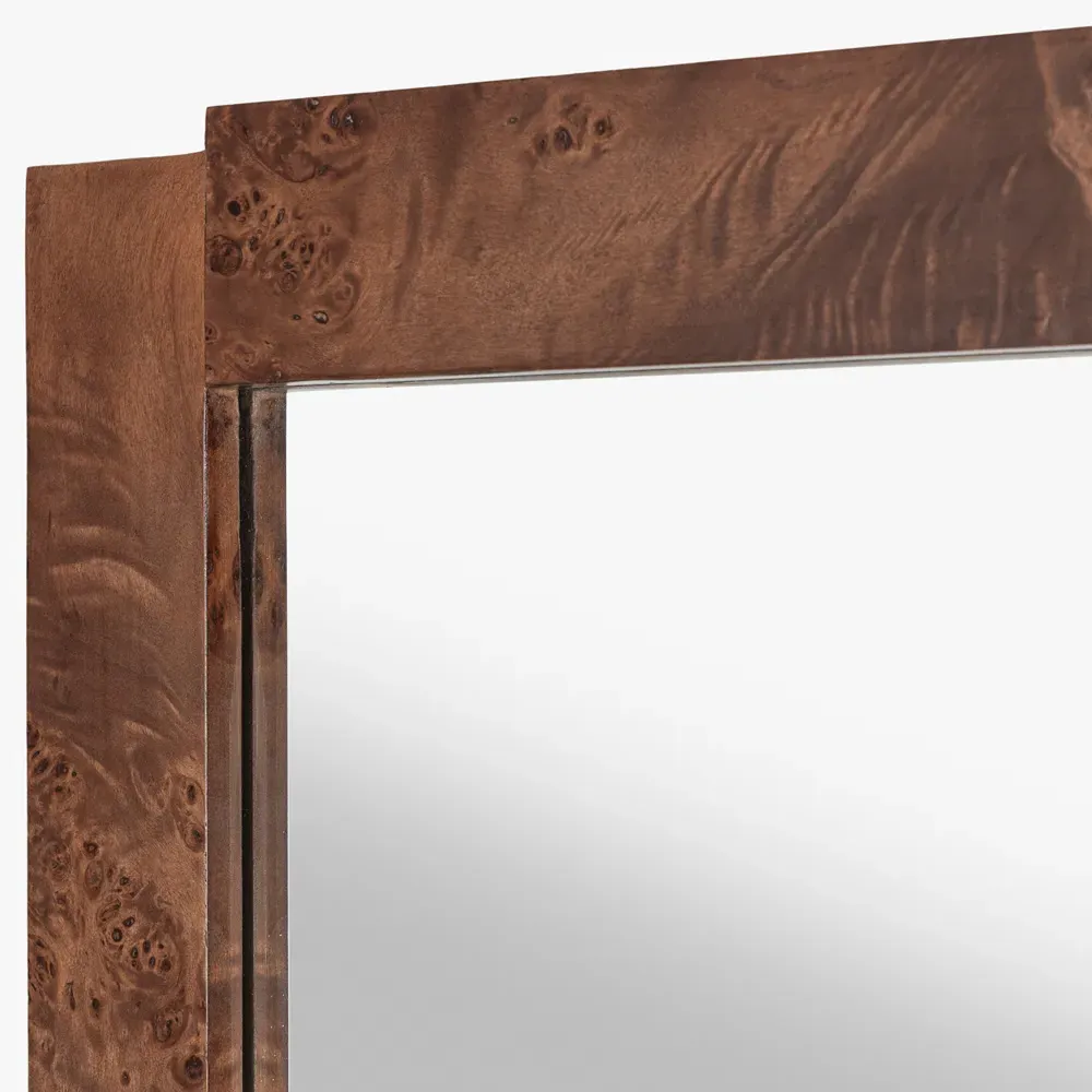 Briella Full Length Floor Mirror - Dark Brown, Burl Wood