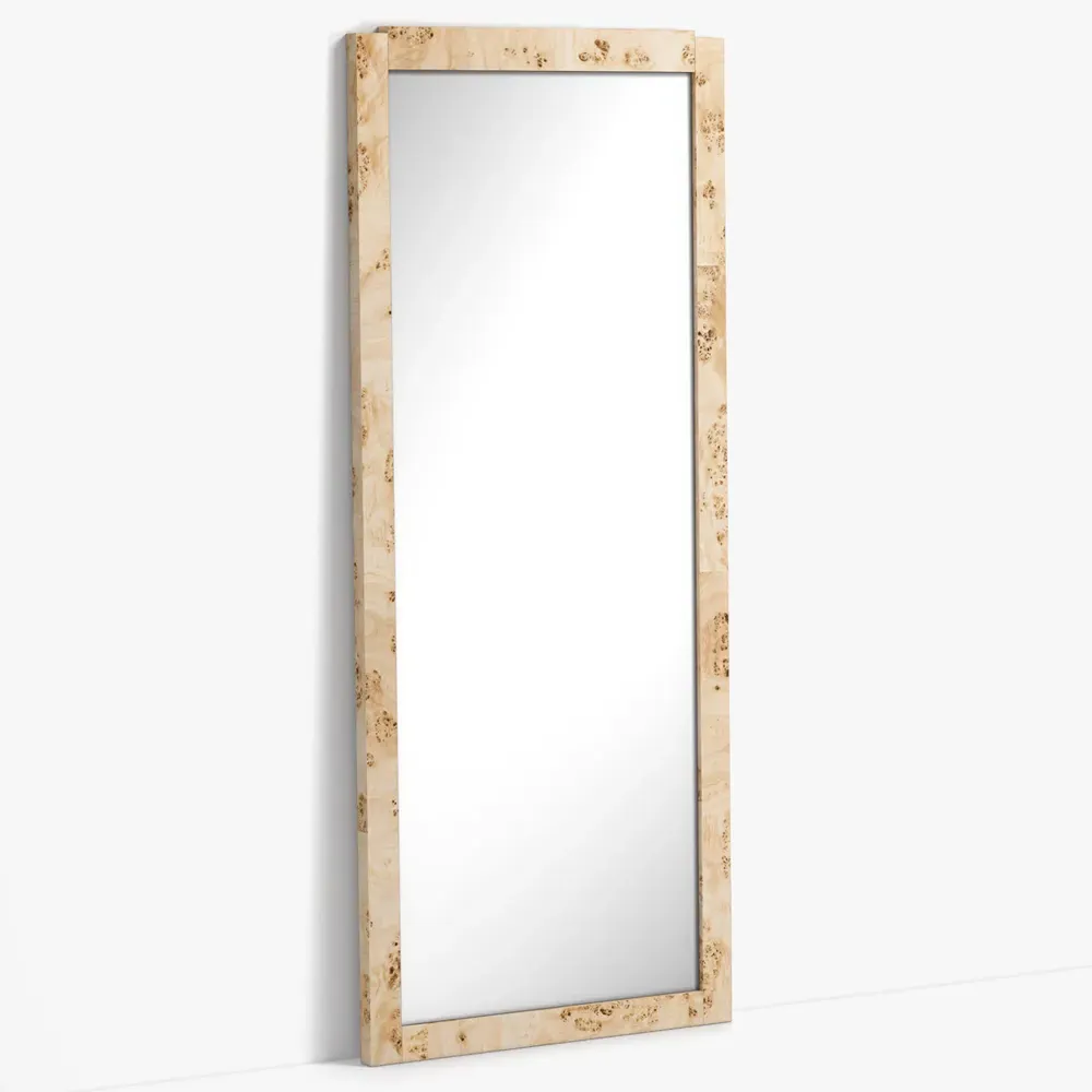 Briella Full Length Floor Mirror - Light Brown, Burl Wood