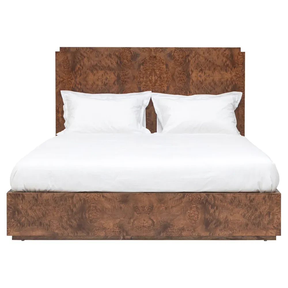 Briella King Size Bed Frame - Dark Brown, Burl Wood image