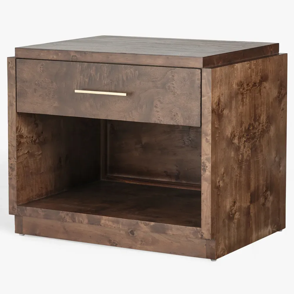 Briella Nightstand - Dark Brown, Burl Wood