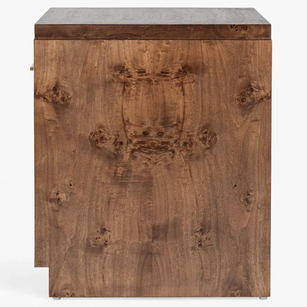 Briella Nightstand - Dark Brown, Burl Wood