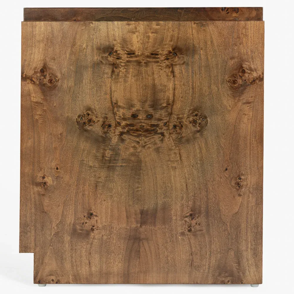 Briella Nightstand - Dark Brown, Burl Wood