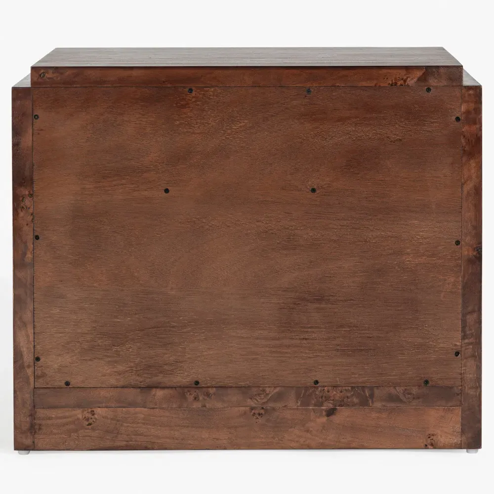 Briella Nightstand - Dark Brown, Burl Wood