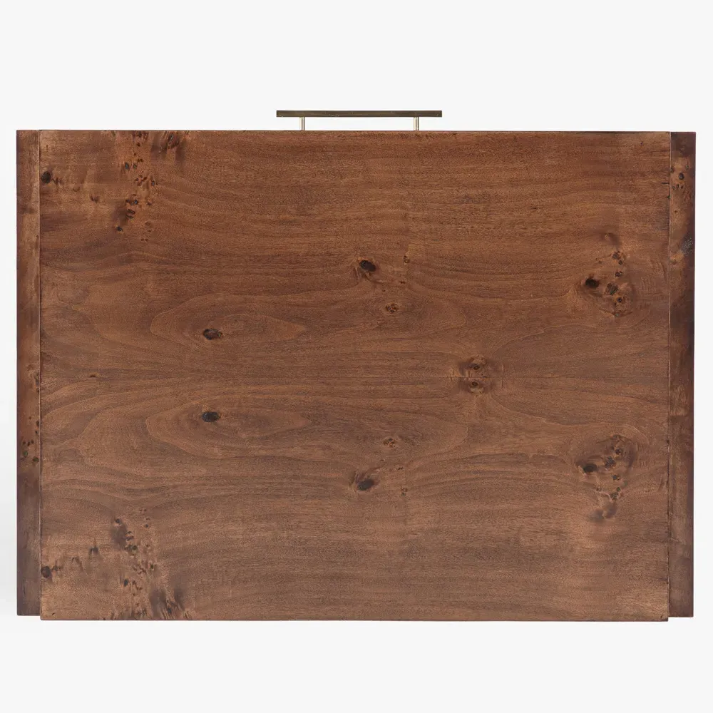 Briella Nightstand - Dark Brown, Burl Wood