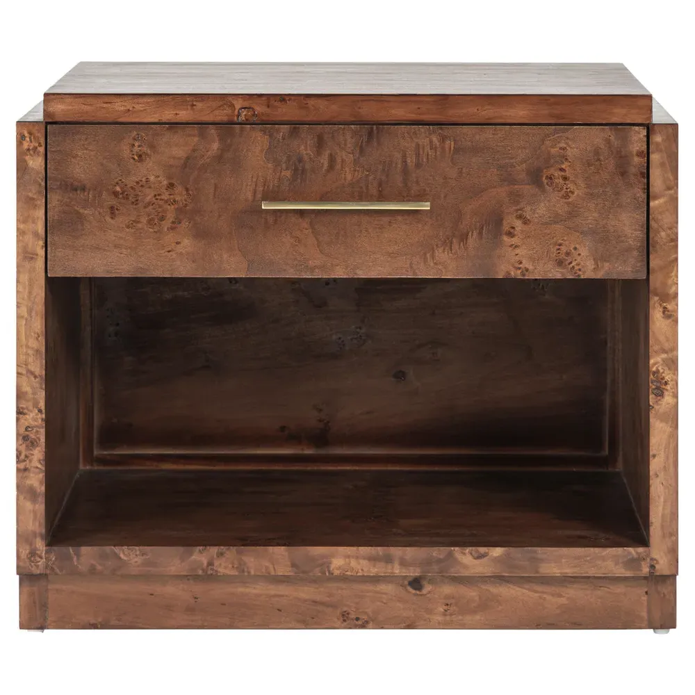 Briella Nightstand - Dark Brown, Burl Wood image