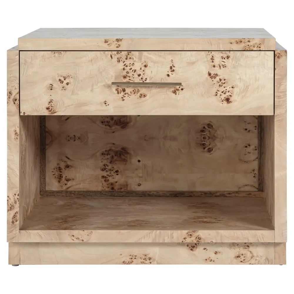 Briella Nightstand with Drawer - Light Brown, Burl Wood image