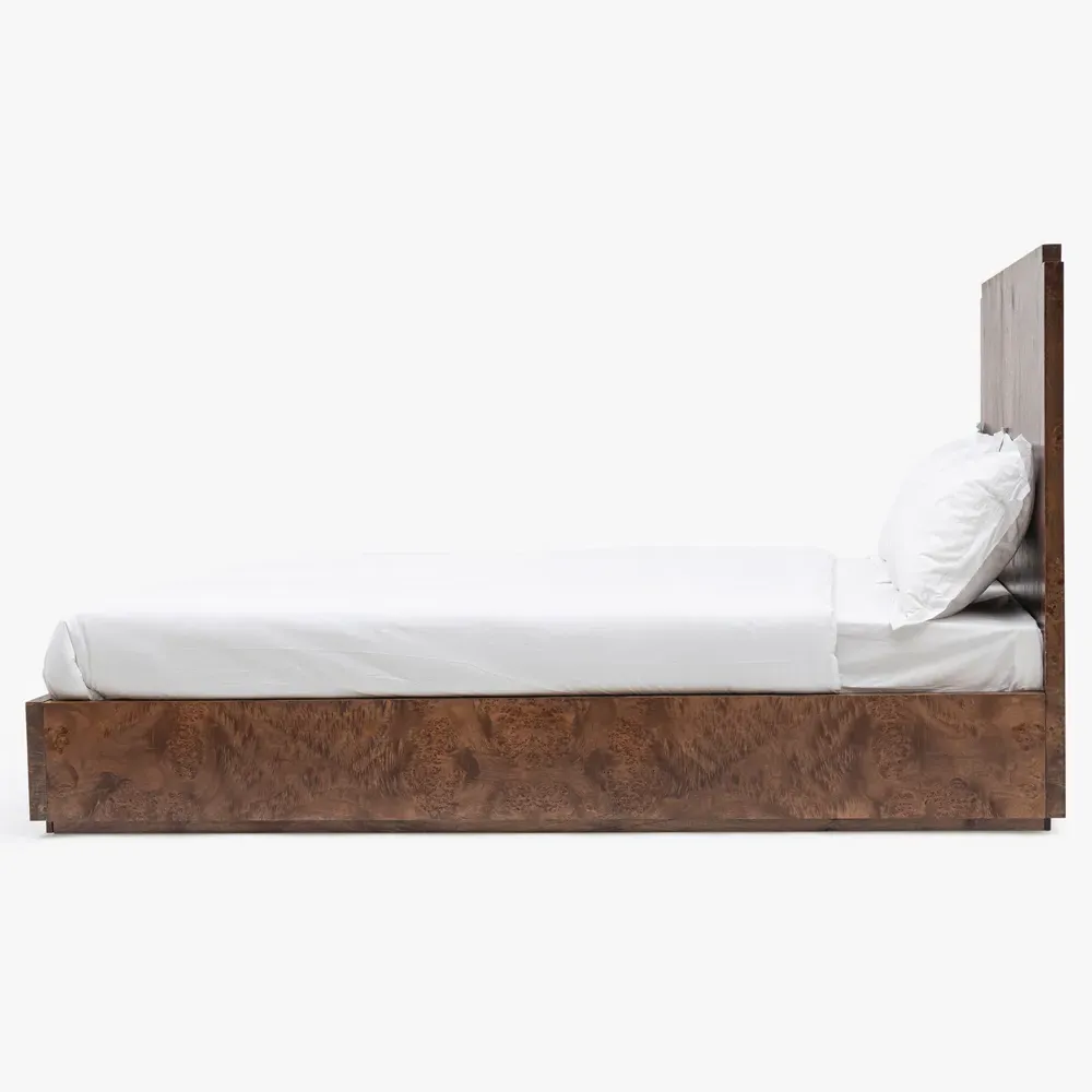 Briella Queen Size Bed - Dark Brown, Burl Wood