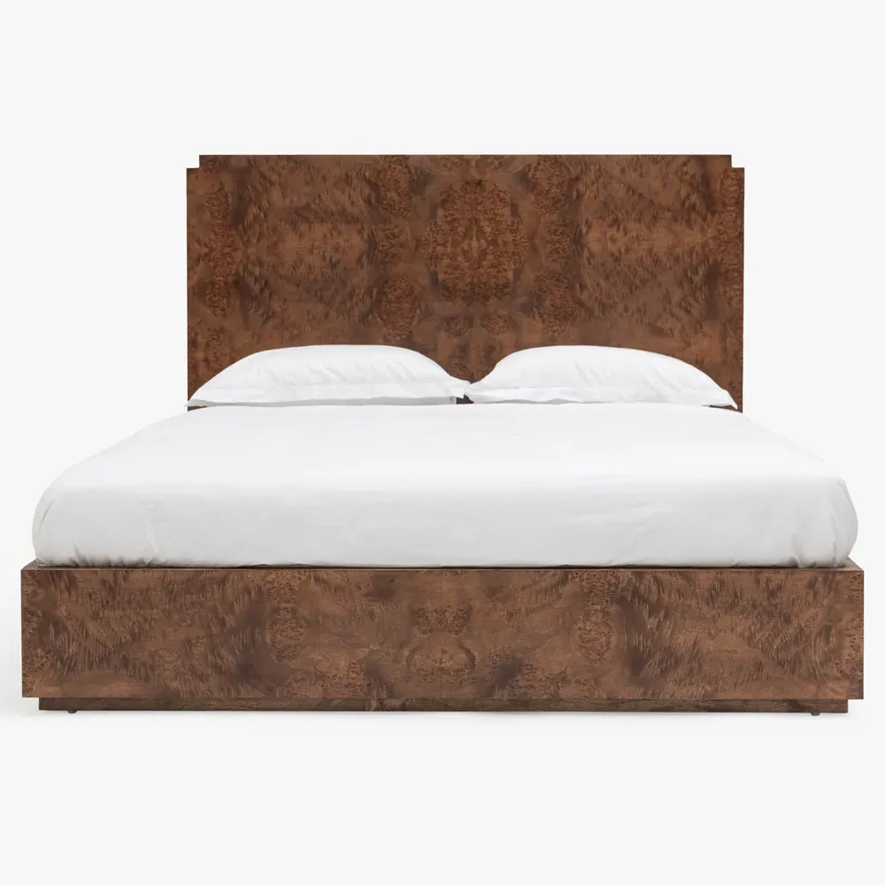 Briella Queen Size Bed - Dark Brown, Burl Wood