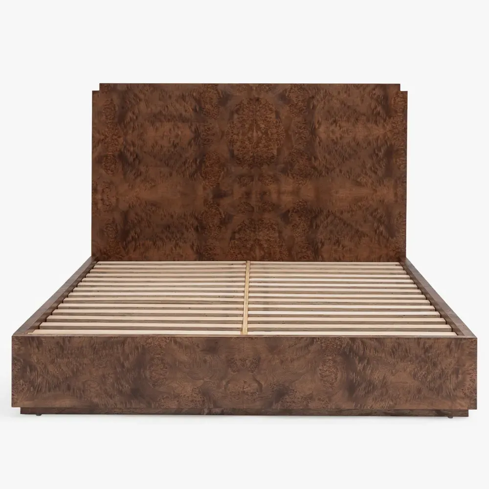 Briella Queen Size Bed - Dark Brown, Burl Wood