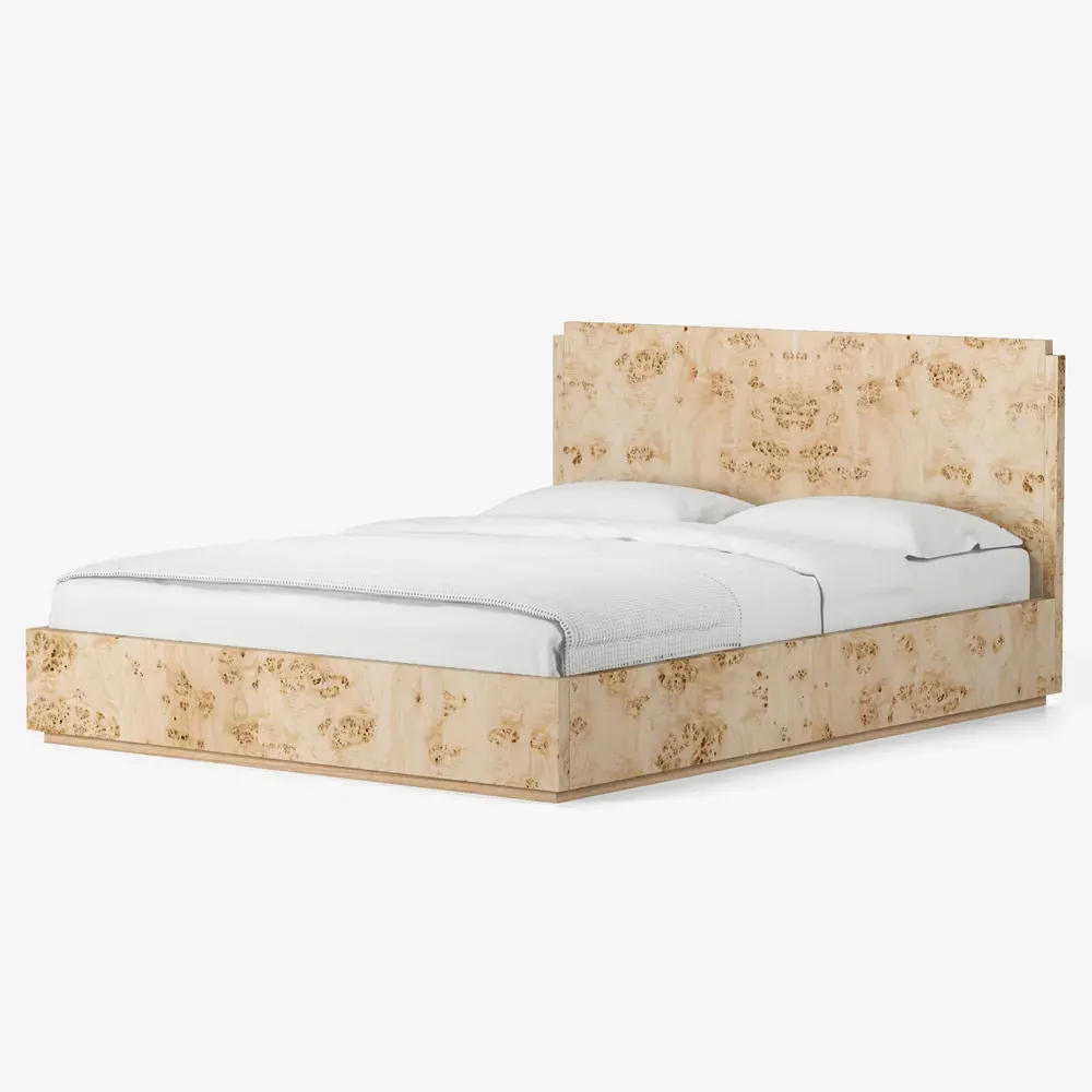Briella Queen Size Bed - Light Brown, Burl Wood
