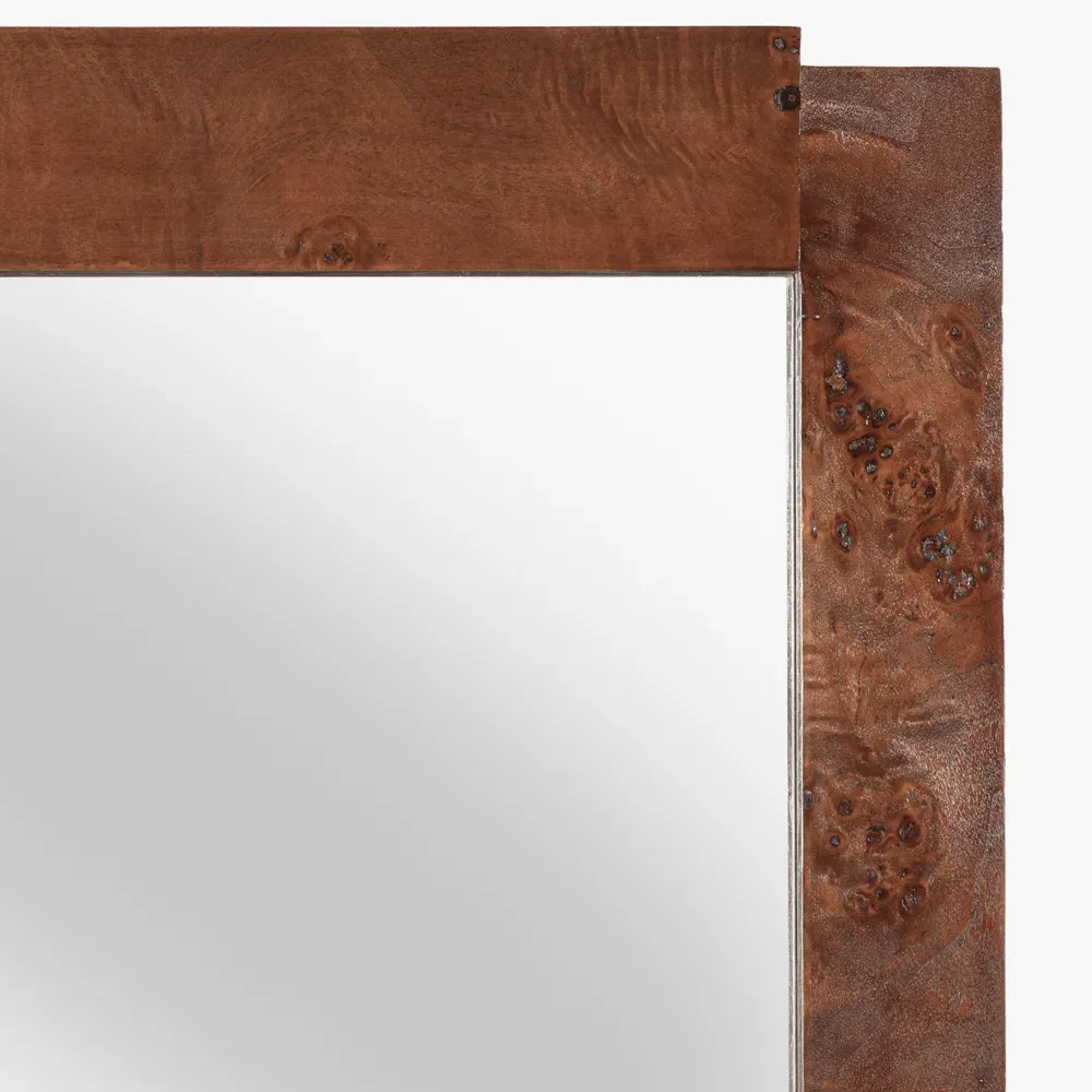 Briella Rectangular Wall Mirror - Dark Brown, Burl Wood