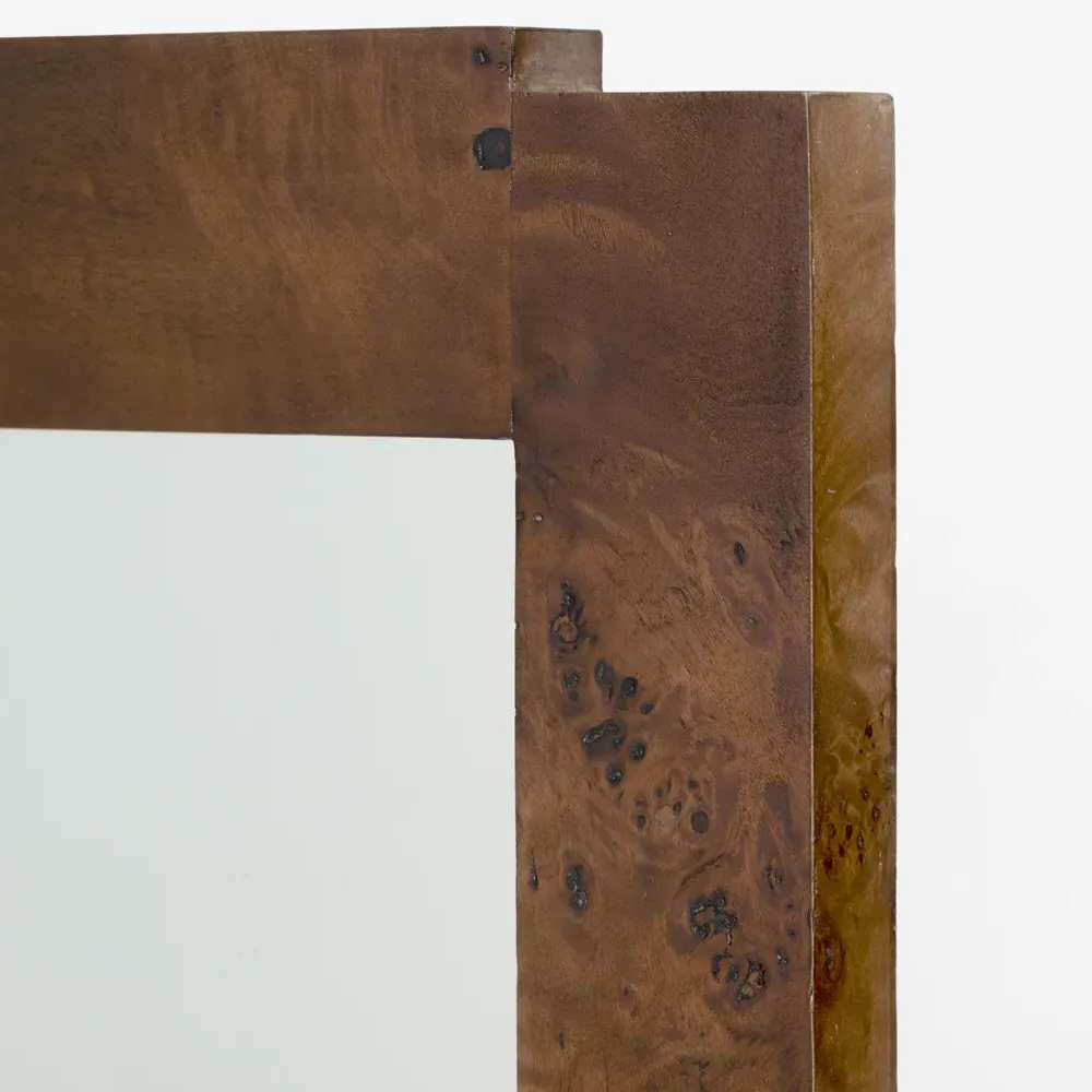 Briella Rectangular Wall Mirror - Dark Brown, Burl Wood