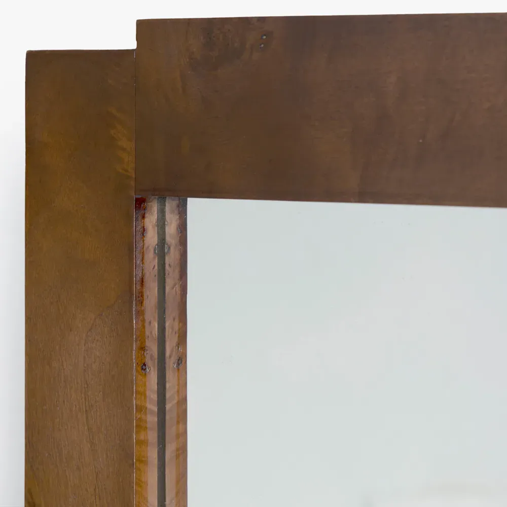 Briella Rectangular Wall Mirror - Dark Brown, Burl Wood