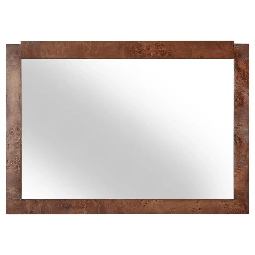 Briella Rectangular Wall Mirror - Dark Brown, Burl Wood image