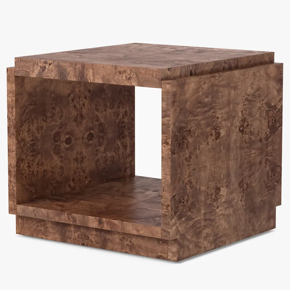 Briella Side Table - Dark Brown, Burl Wood