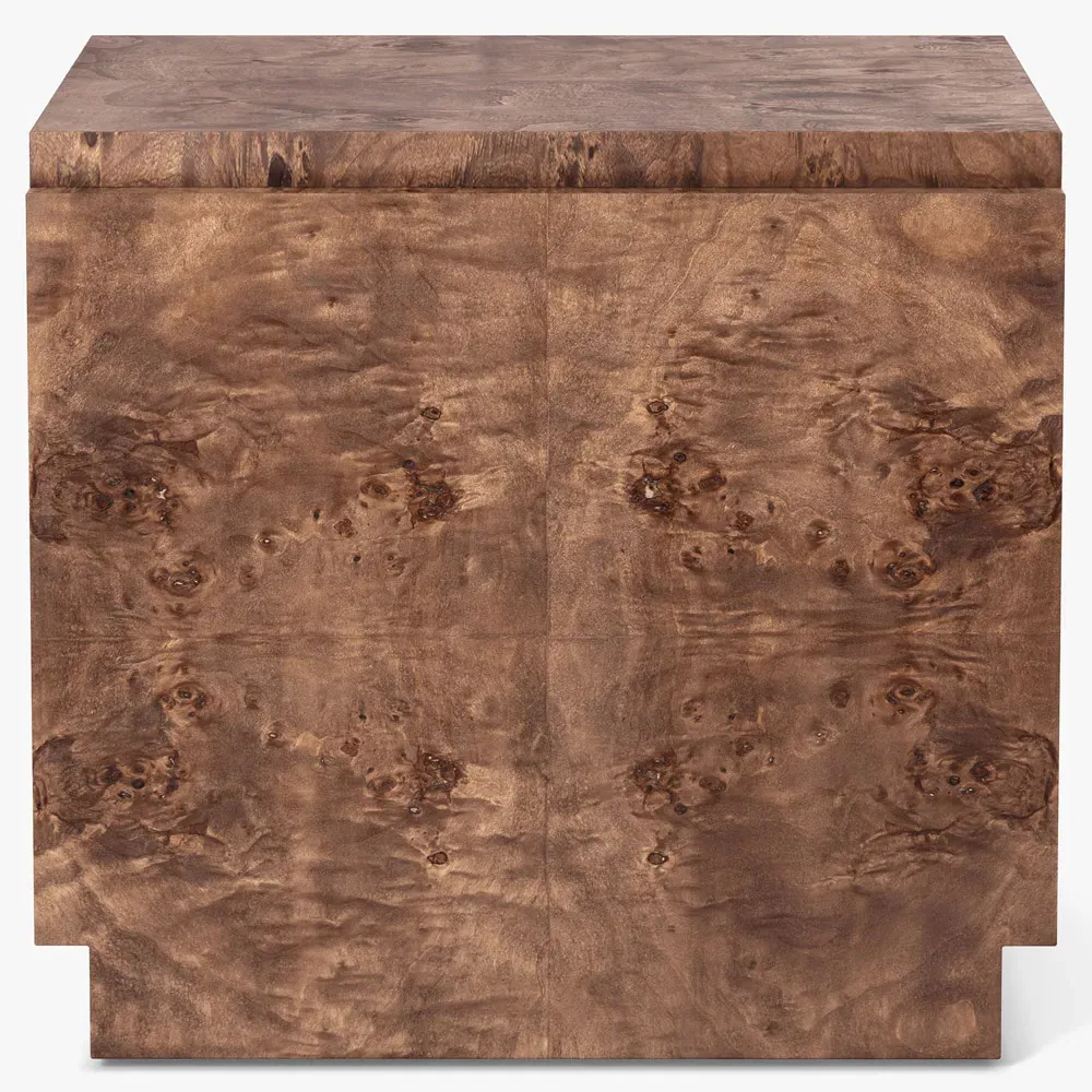 Briella Side Table - Dark Brown, Burl Wood