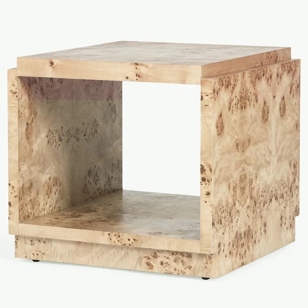 Briella Side Table - Light Brown, Burl Wood