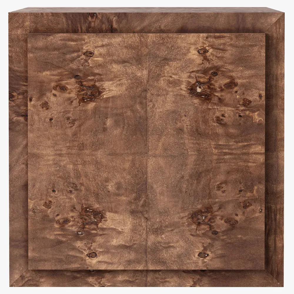 Briella Square Plinth Pedestal - Dark Brown, Burl Wood