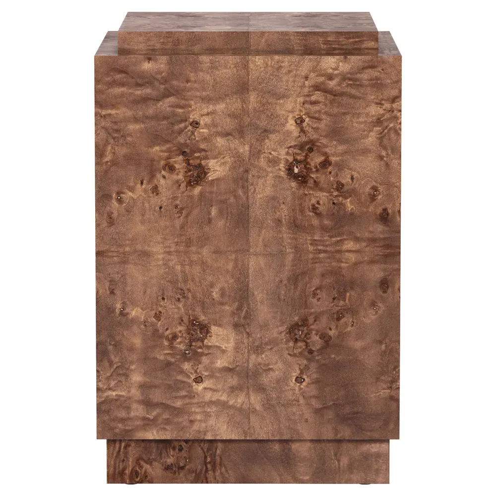 Briella Square Plinth Pedestal - Dark Brown, Burl Wood image