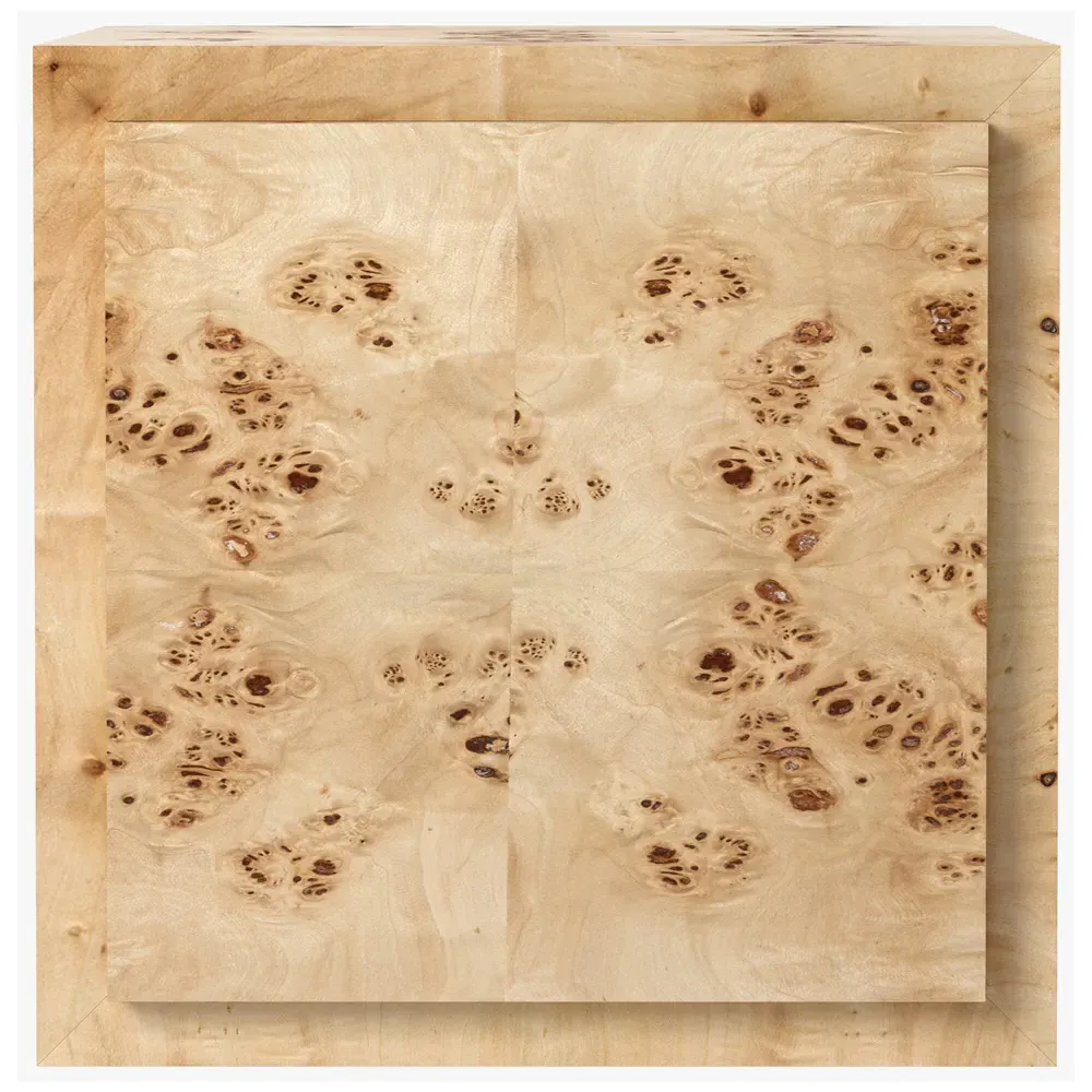 Briella Square Plinth Pedestal - Light Brown, Burl Wood