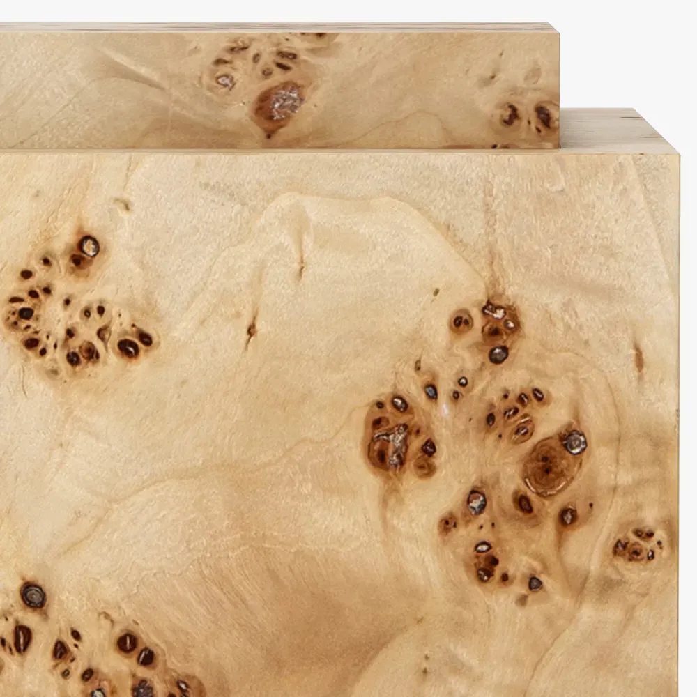 Briella Square Plinth Pedestal - Light Brown, Burl Wood