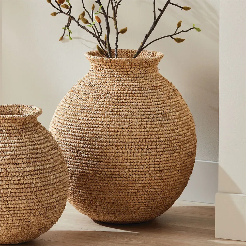 Brielle Large Decorative Vase - Natural, Corn Husk