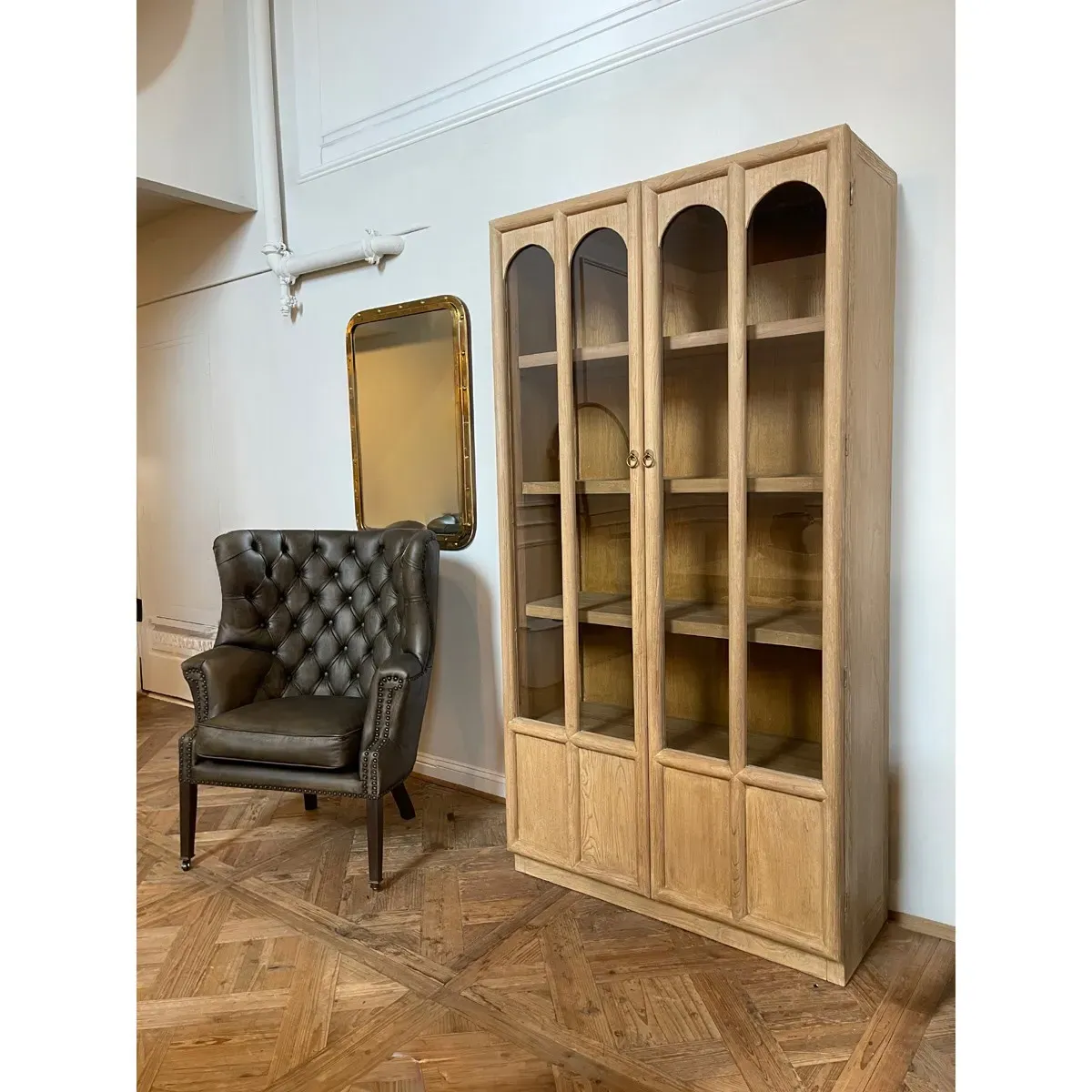 Brienne Arched Display Cabinet - Brown, Reclaimed Elm Wood