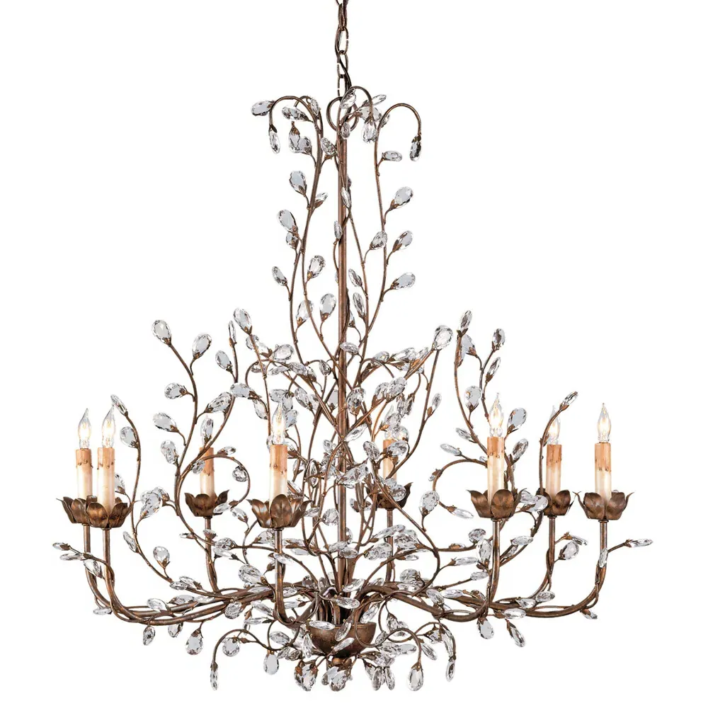 Brietta Large Crystal Bud Chandelier - Gold, Iron