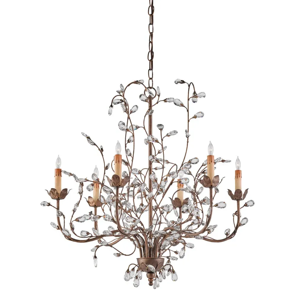 Brietta Medium Crystal Bud Chandelier - Gold, Iron