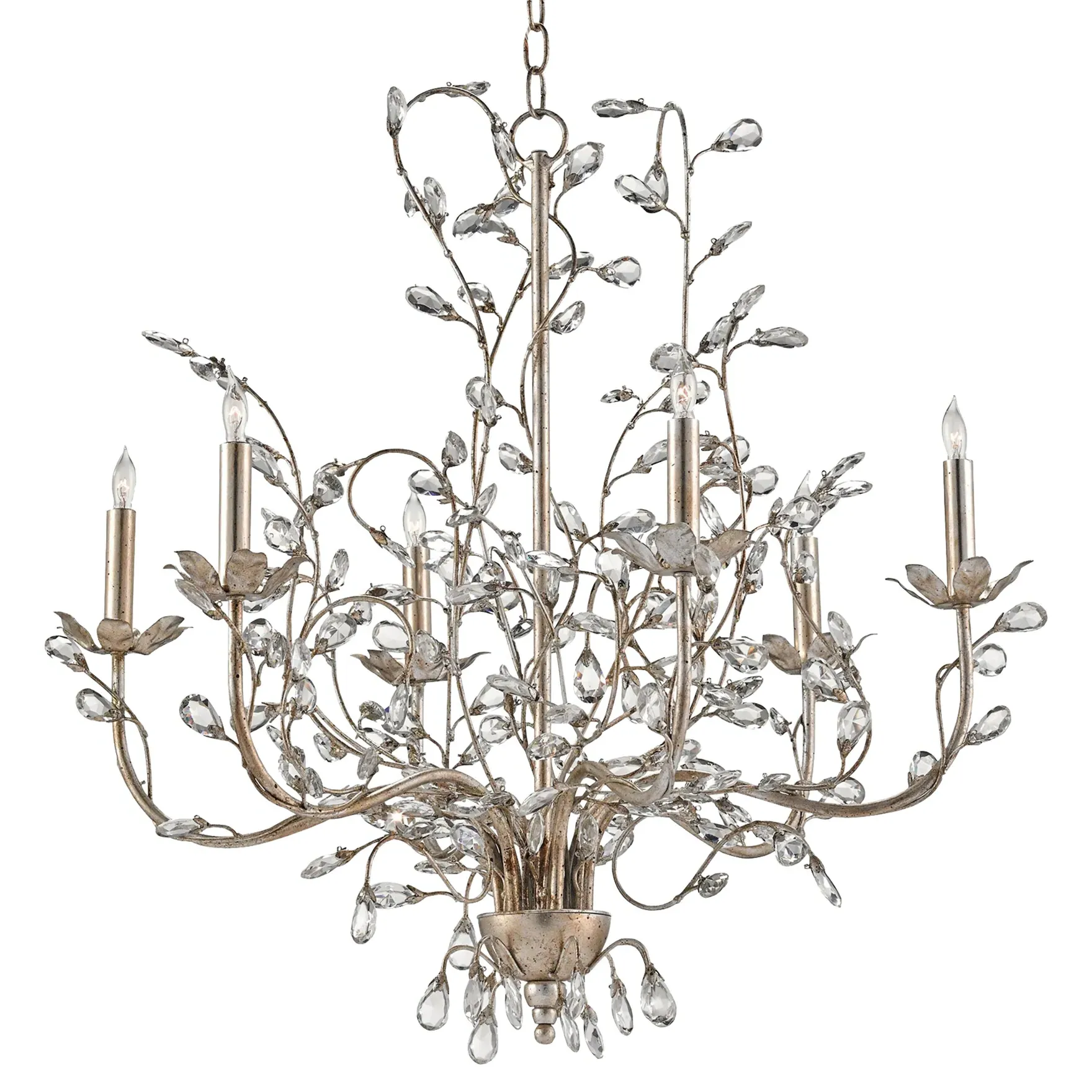 Brietta Medium Crystal Bud Chandelier - Silver, Iron