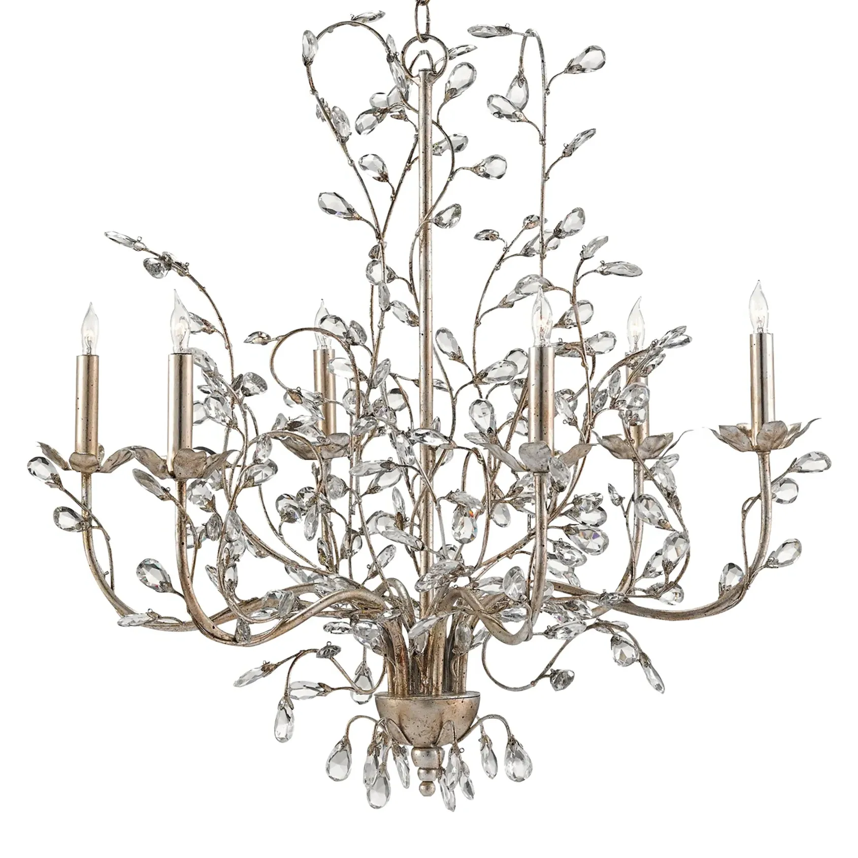 Brietta Medium Crystal Bud Chandelier - Silver, Iron