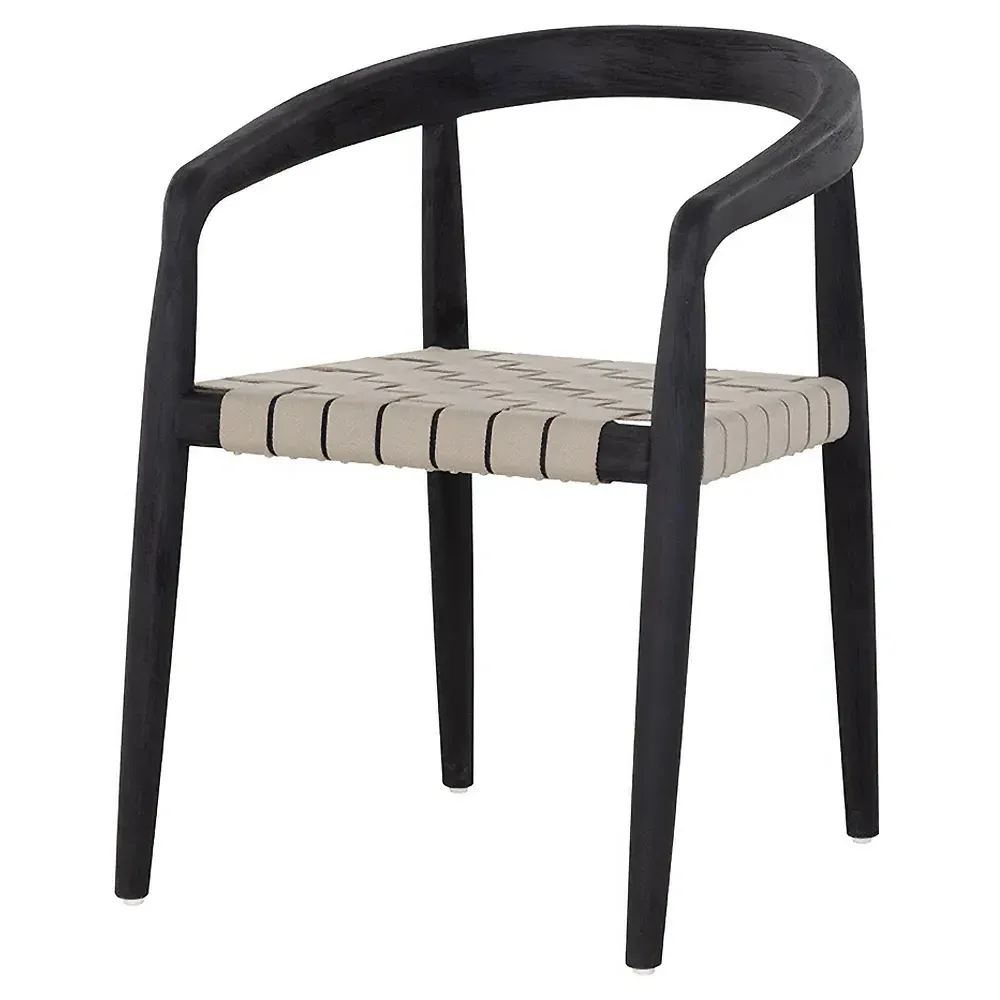 Briggs All Weather Outdoor Dining Arm Chair - Black, Teak
