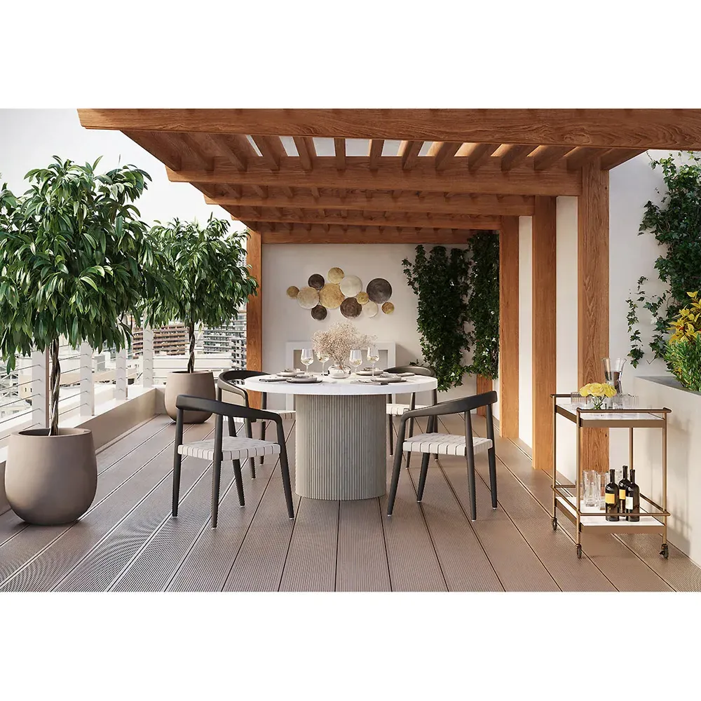 Briggs All Weather Outdoor Dining Arm Chair - Black, Teak