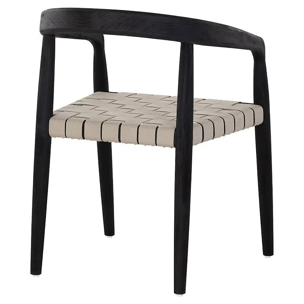 Briggs All Weather Outdoor Dining Arm Chair - Black, Teak