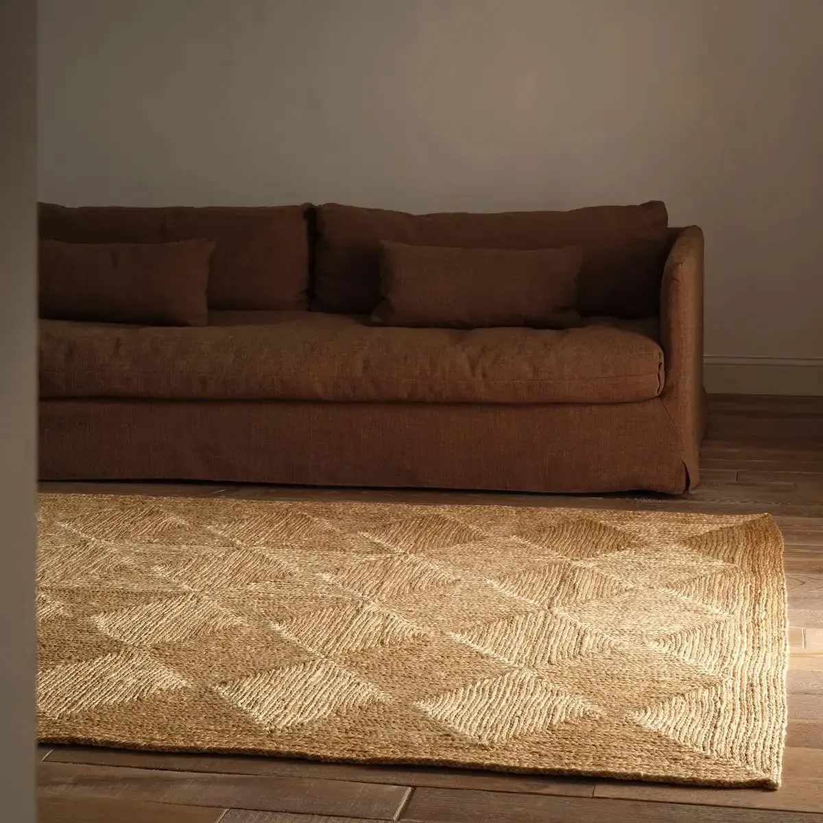 Brigida Handwoven Jute Rug Sample - Brown