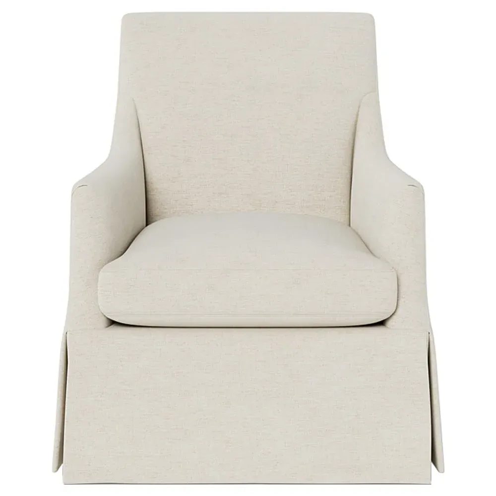 Brigitte Swivel Chair - Heathered Ivory, Performance Chenille