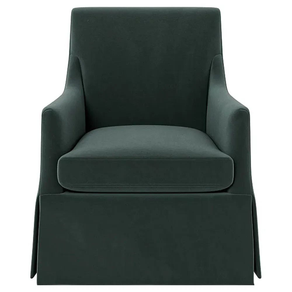 Brigitte Swivel Chair - Lagoon, Performance Velvet