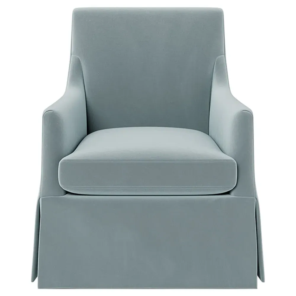Brigitte Swivel Chair - Saltwater Blue, Performance Velvet