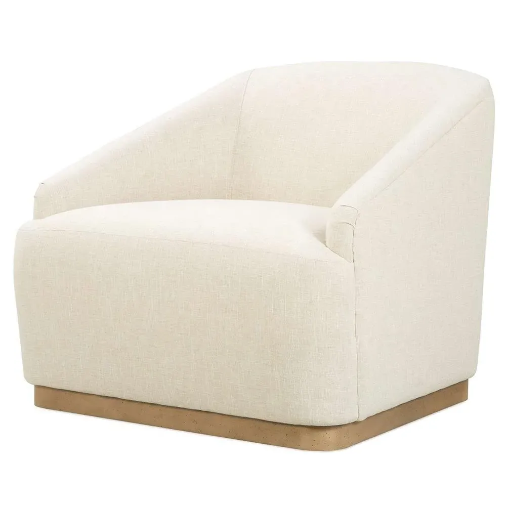 Brinna Swivel Arm Chair - Beige, Oak Wood